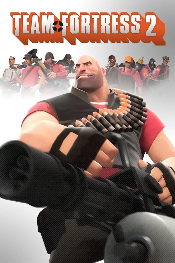 Team Fortress 2 multiplayer FPS gameplay featuring iconic character classes in vibrant cartoon-styled combat